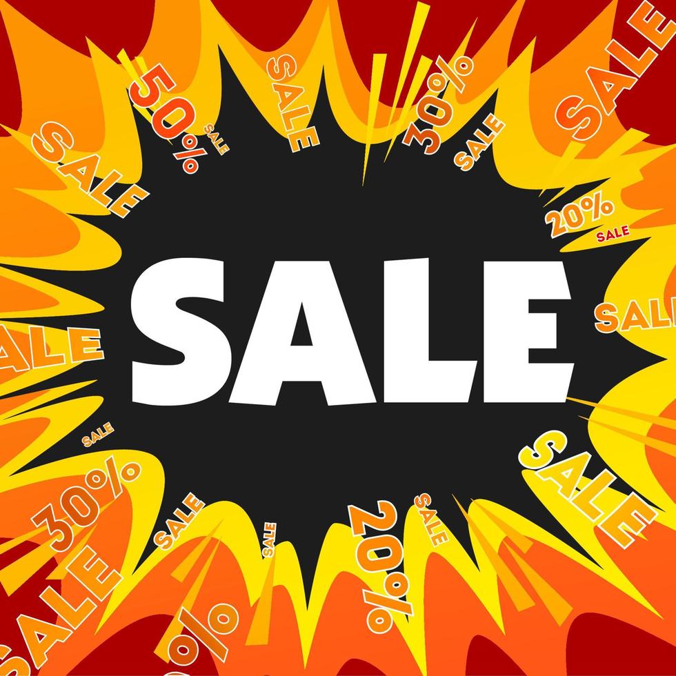 Explosive sale banner, big discounts vector