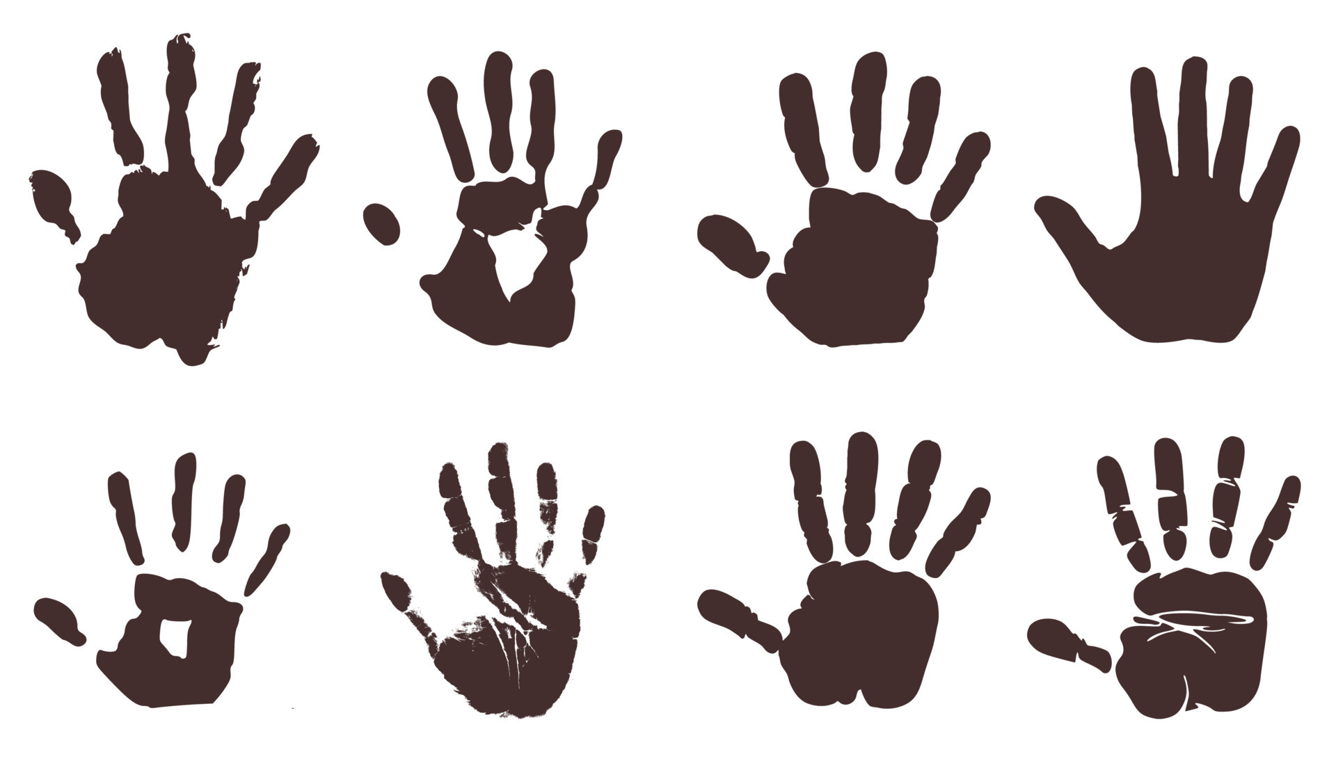 Set of male print silhouettes. Handprint silhouette. 9392974 Vector Art Vecteezy