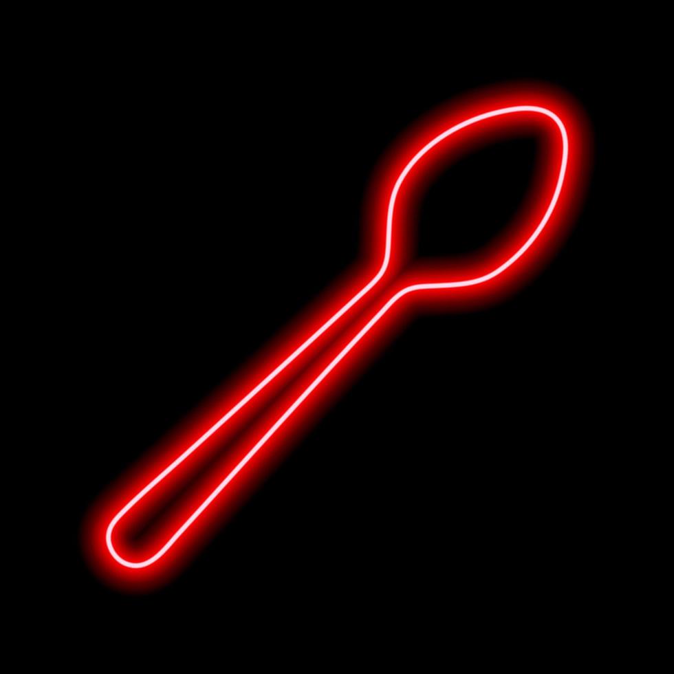 Neon red spoon silhouette on a black background vector