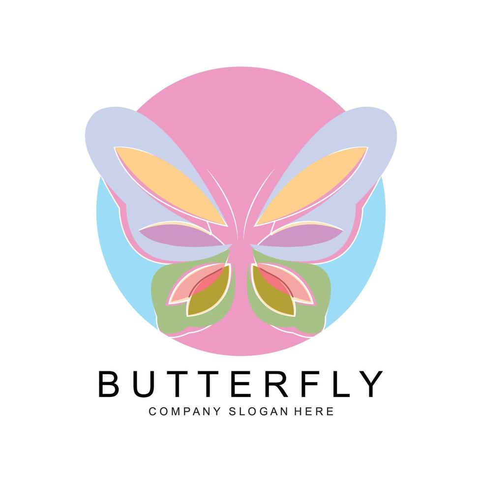 Butterfly Logo Design, Beautiful Flying Animal, Company Brand Icon Illustration, Screen Printing, Salon vector