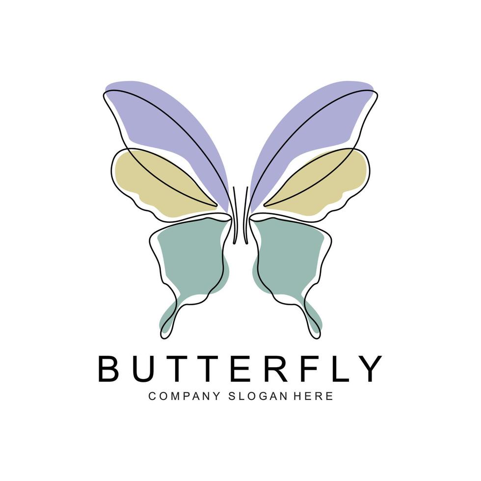 Butterfly Logo Design, Beautiful Flying Animal, Company Brand Icon Illustration, Screen Printing, Salon vector