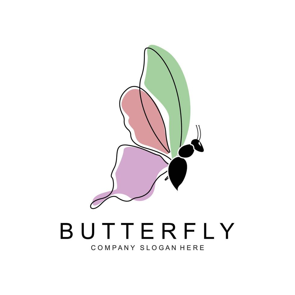 Butterfly Logo Design, Beautiful Flying Animal, Company Brand Icon Illustration, Screen Printing, Salon vector