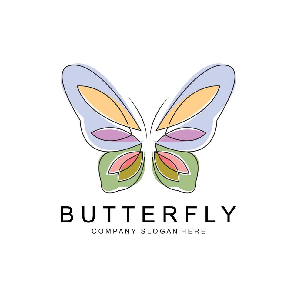 Butterfly Logo Design, Beautiful Flying Animal, Company Brand Icon Illustration, Screen Printing, Salon vector