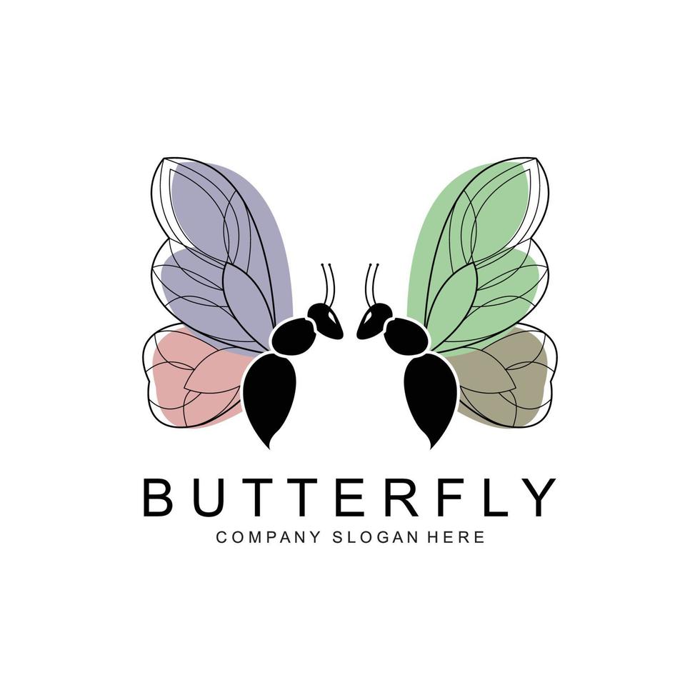 Butterfly Logo Design, Beautiful Flying Animal, Company Brand Icon Illustration, Screen Printing, Salon vector