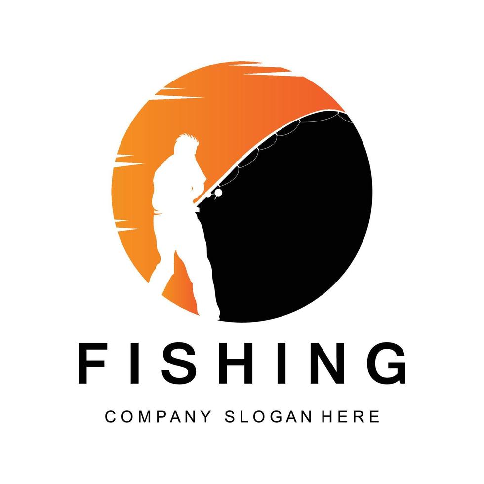 Fishing Logo Design, Fish Hunting Vector Illustration