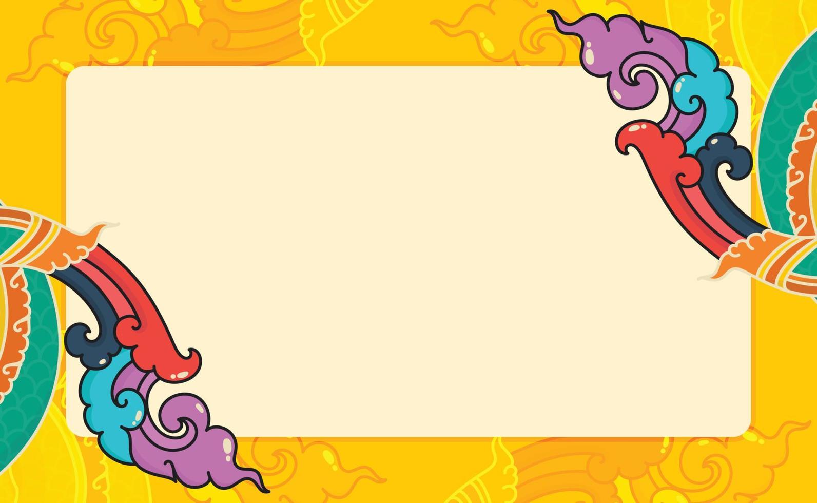 tail of the thailand serpent colour full kawaii doodle flat cartoon vector illustration border frame template