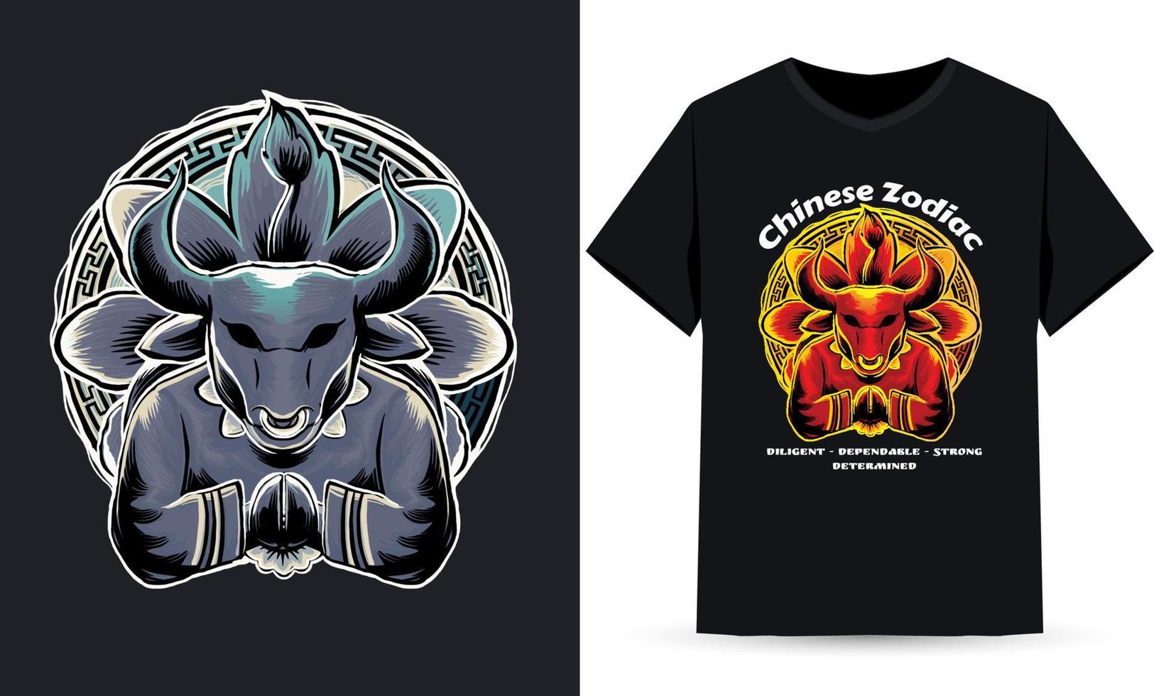 Illustration of a Strong Buffalo Suitable for Shirt Printing vector
