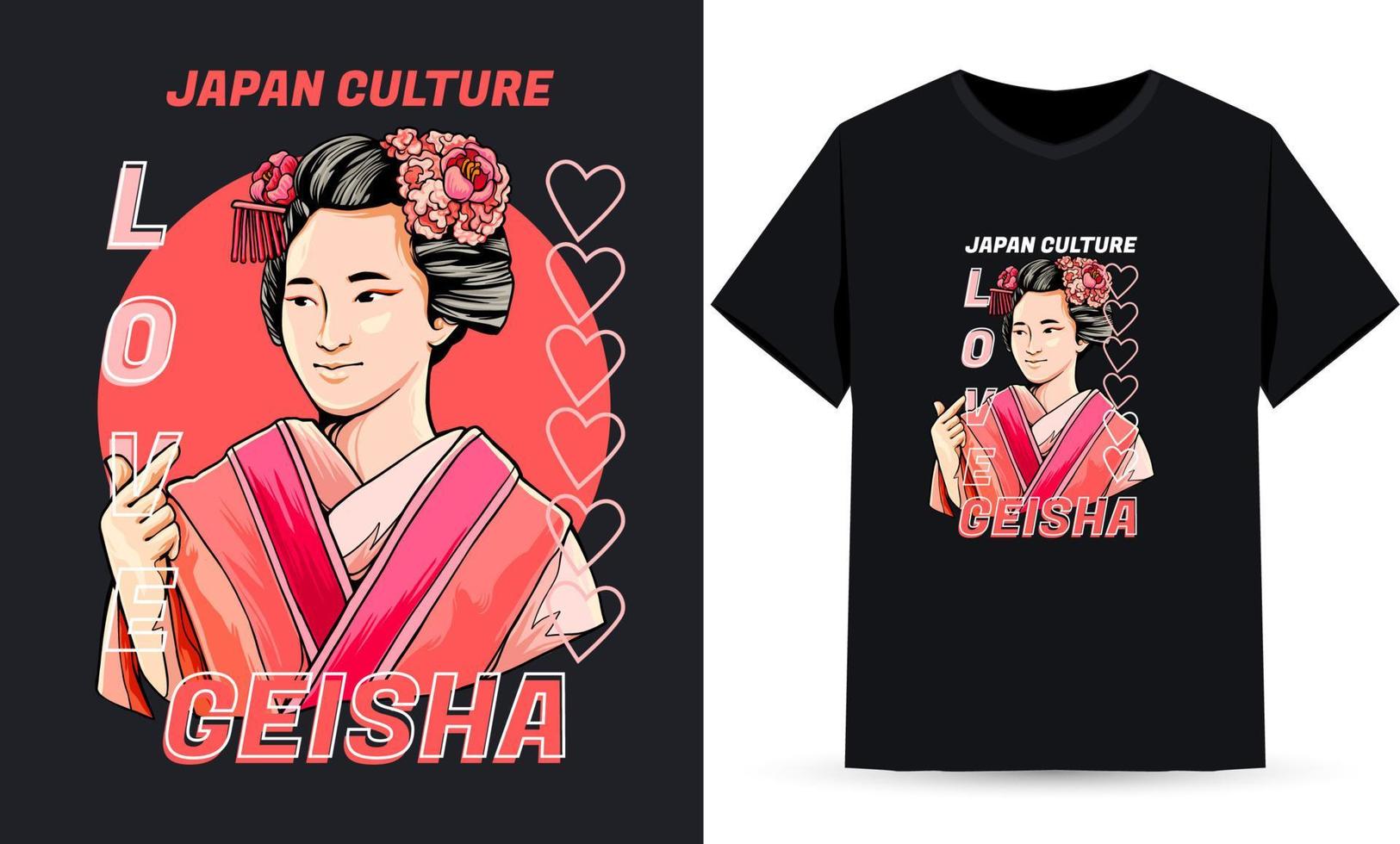 amor de la ilustración de geisha como cultura en japón vector