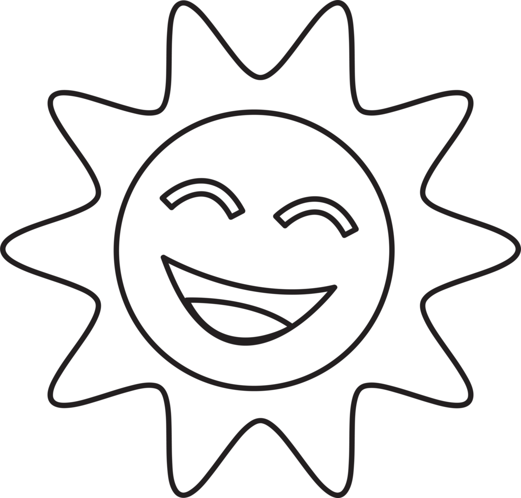 diseño de signo de icono de dibujos animados de emoción de sol png