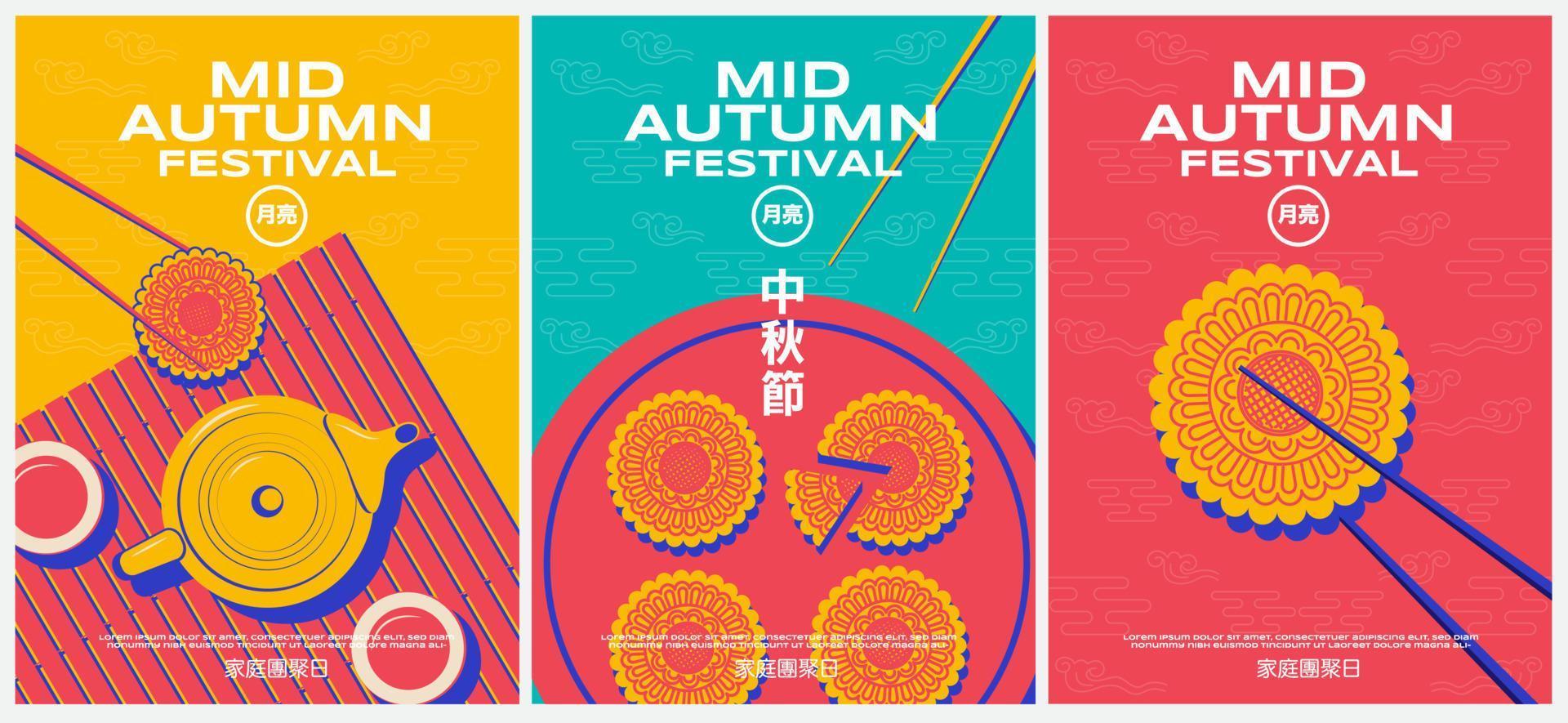 Happy Mid autumn festival, template banner Background, texture drawing illustrate. vector