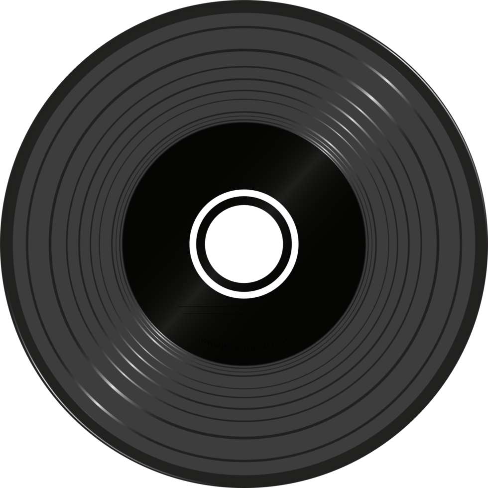 Black Vinyl disc record for music album cover design png