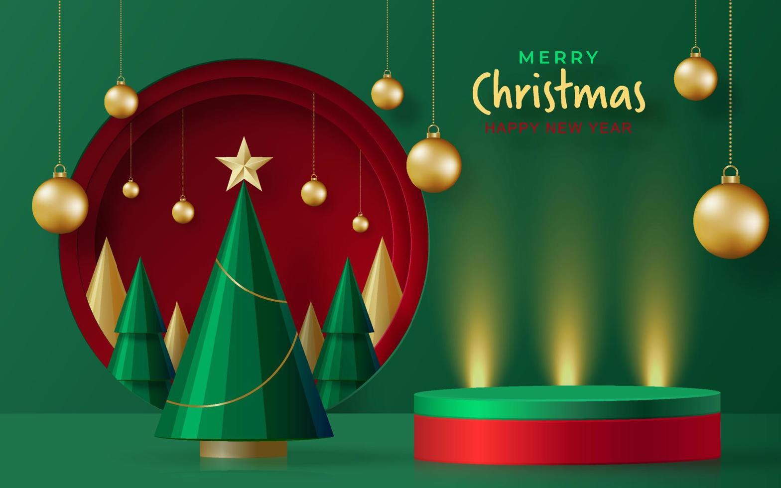 3d Podium round stage style, for Merry Christmas and happy new year vector