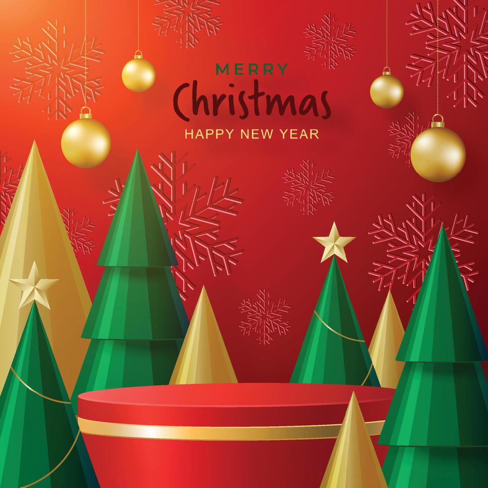 3d Podium round stage style, for Merry Christmas and happy new year vector