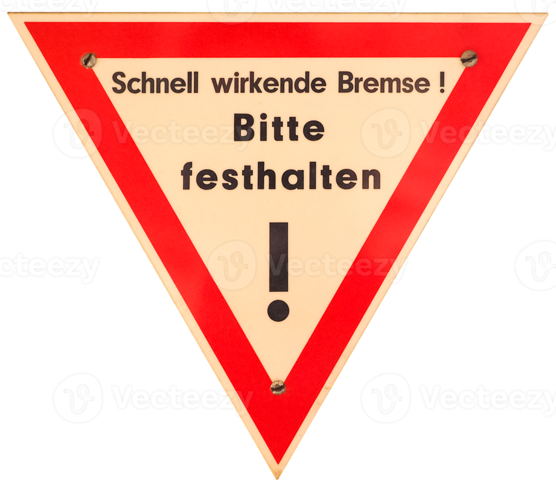 German sign transparent PNG. Fast acting brake, please hold on png