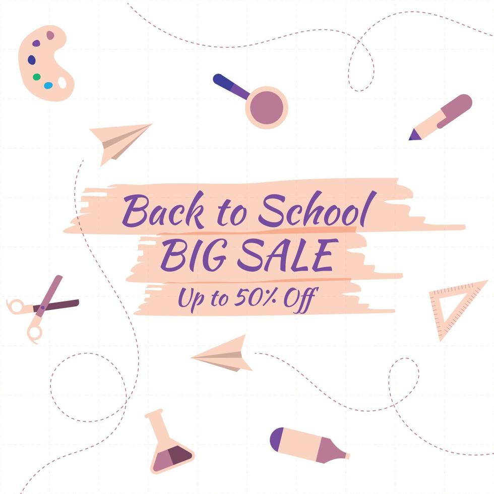 Welcome back to school sale background with school tools. vector