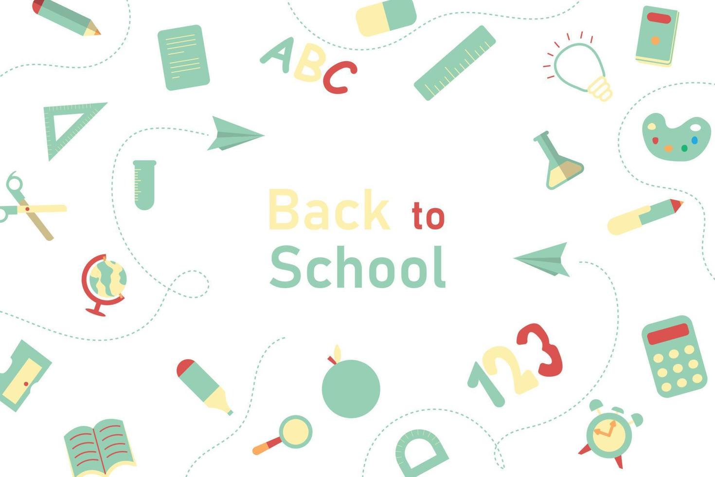 Welcome back to school background with school tools. vector