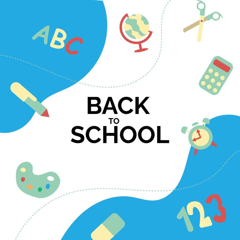 Welcome back to school background with school tools. vector