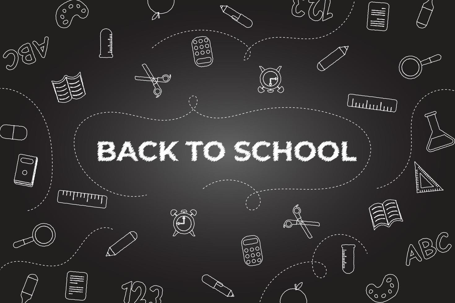 hand drawn Welcome back to school background with school tools. vector