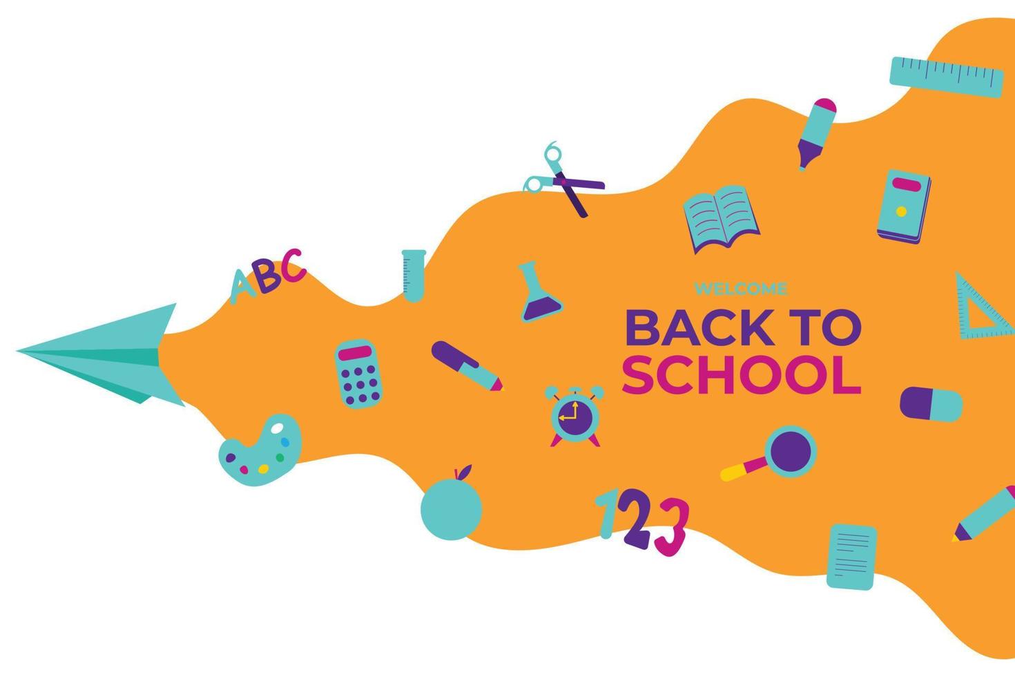 Welcome back to school background with school tools. vector