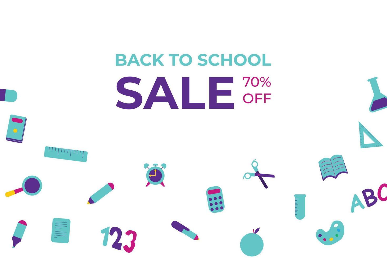 Welcome back to school sale background with school tools. vector