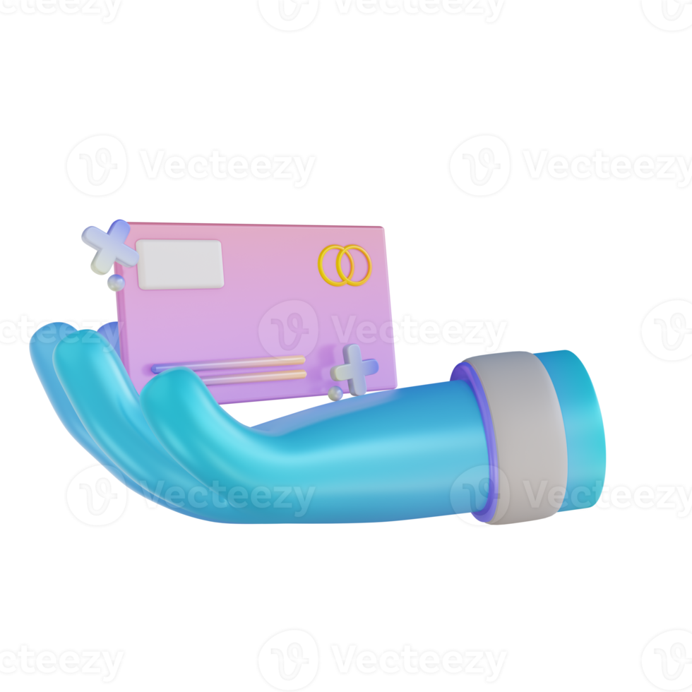 3D illustration colorful hand and credit card png