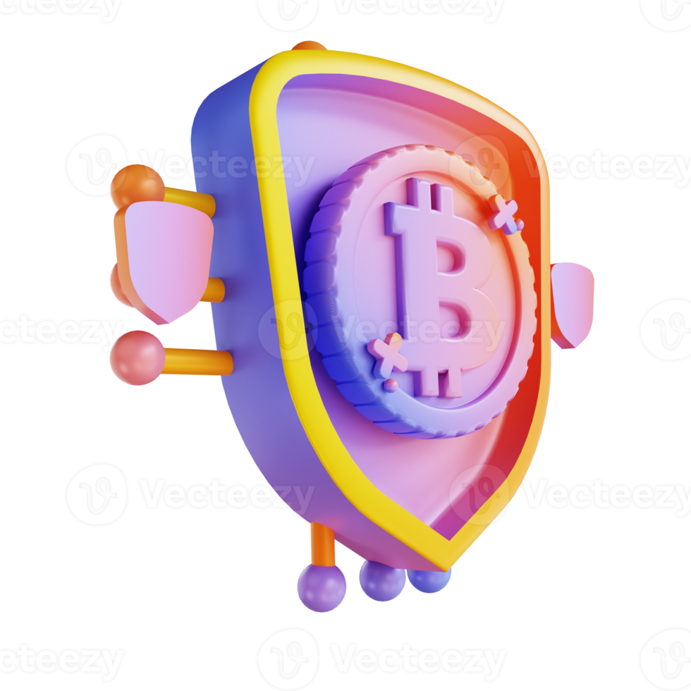3D illustration colorful security bitcoin png