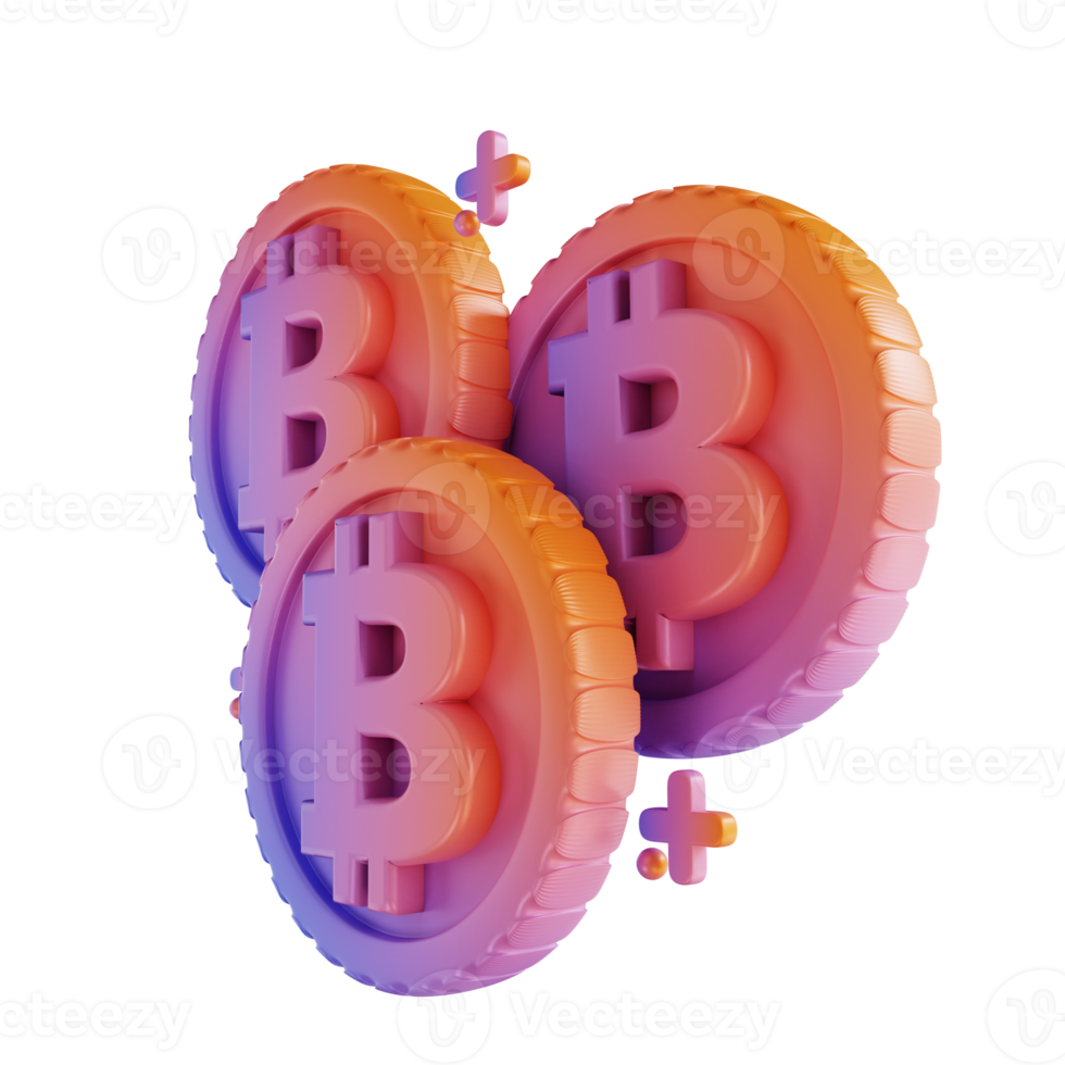 3D illustration colorful bitcoin png