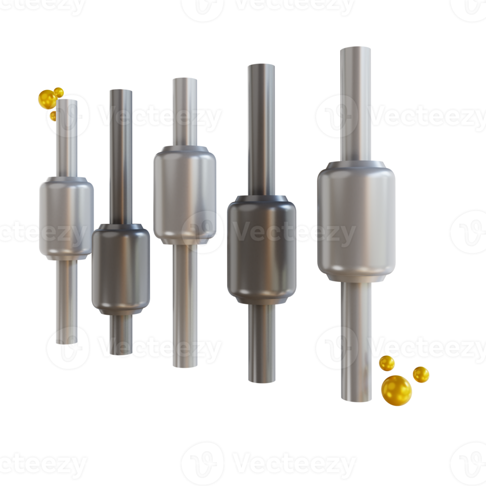 3D illustration candle stick bitcoin chart png