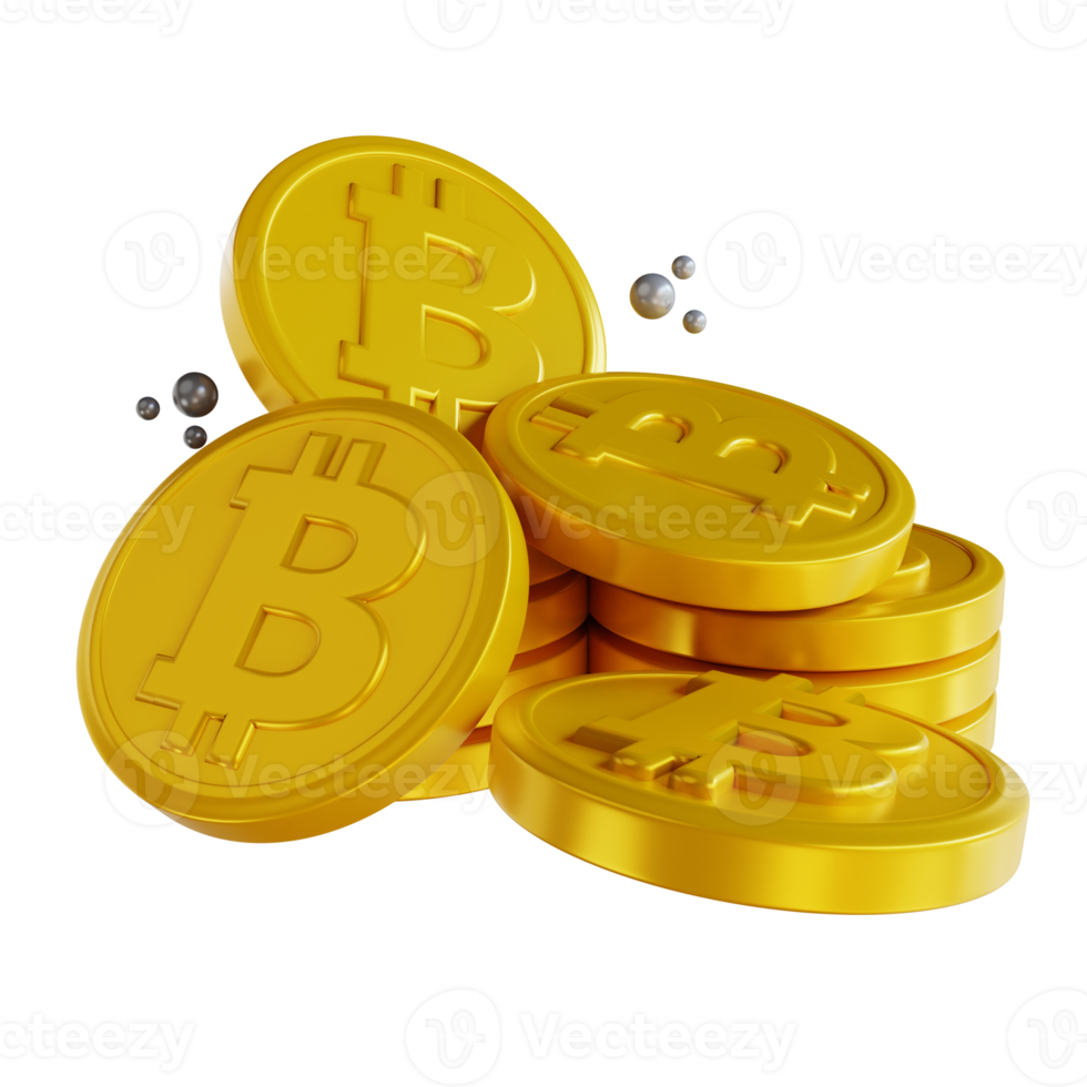 3D illustration bitcoin bitcoin stack png