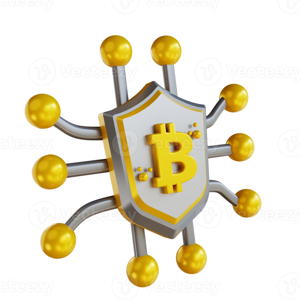 3D illustration bitcoin security png