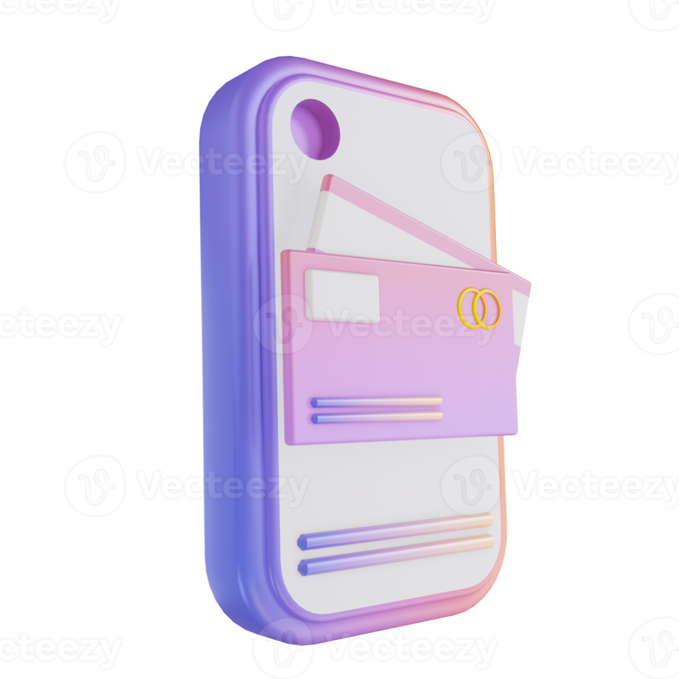 3D illustration colorful mobile credit card png