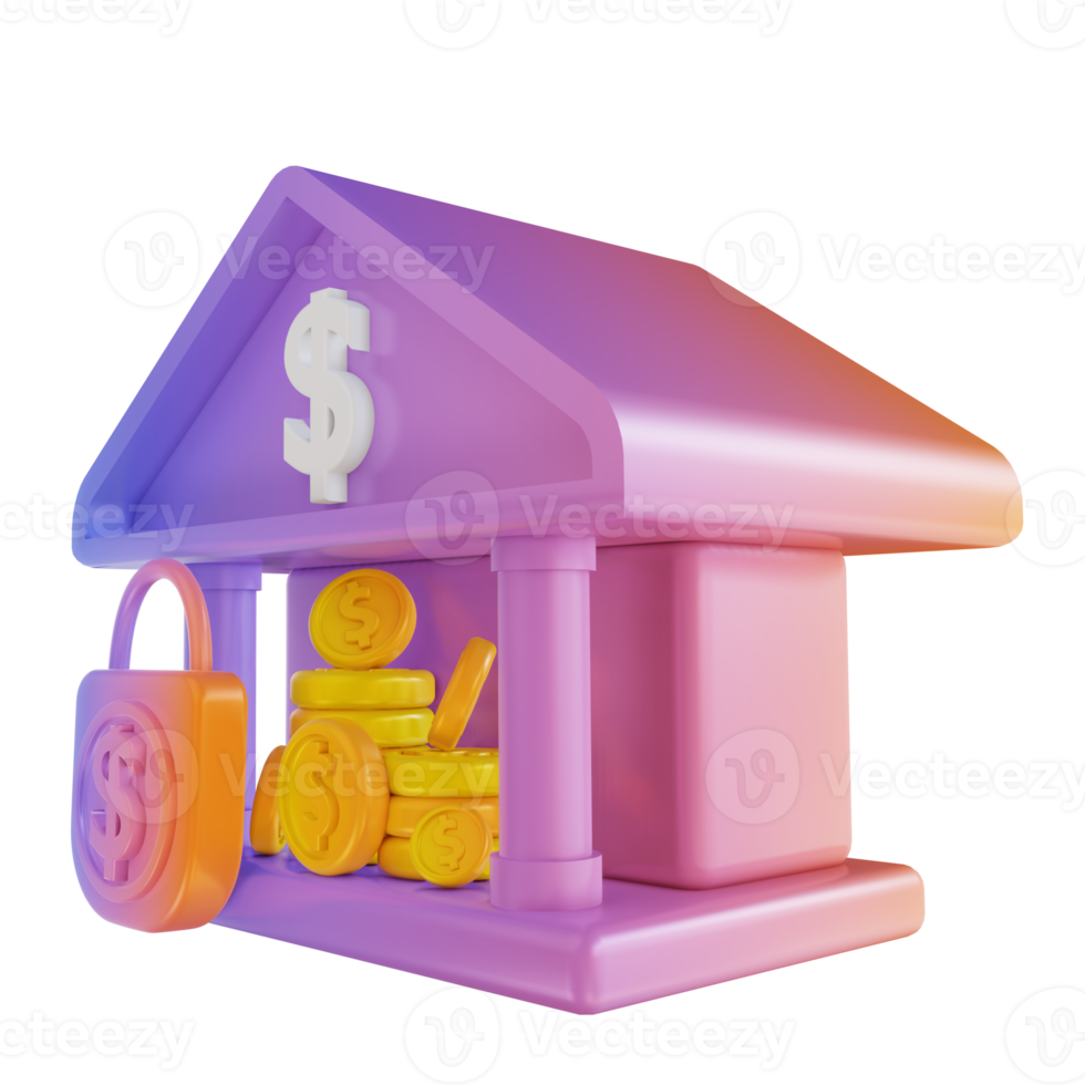 3D illustration colorful bank security png