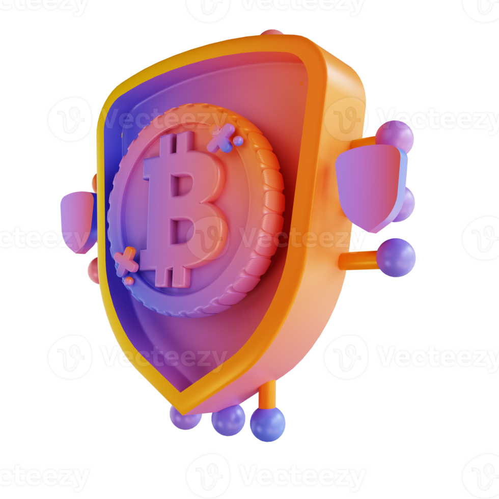 3D illustration colorful security bitcoin png
