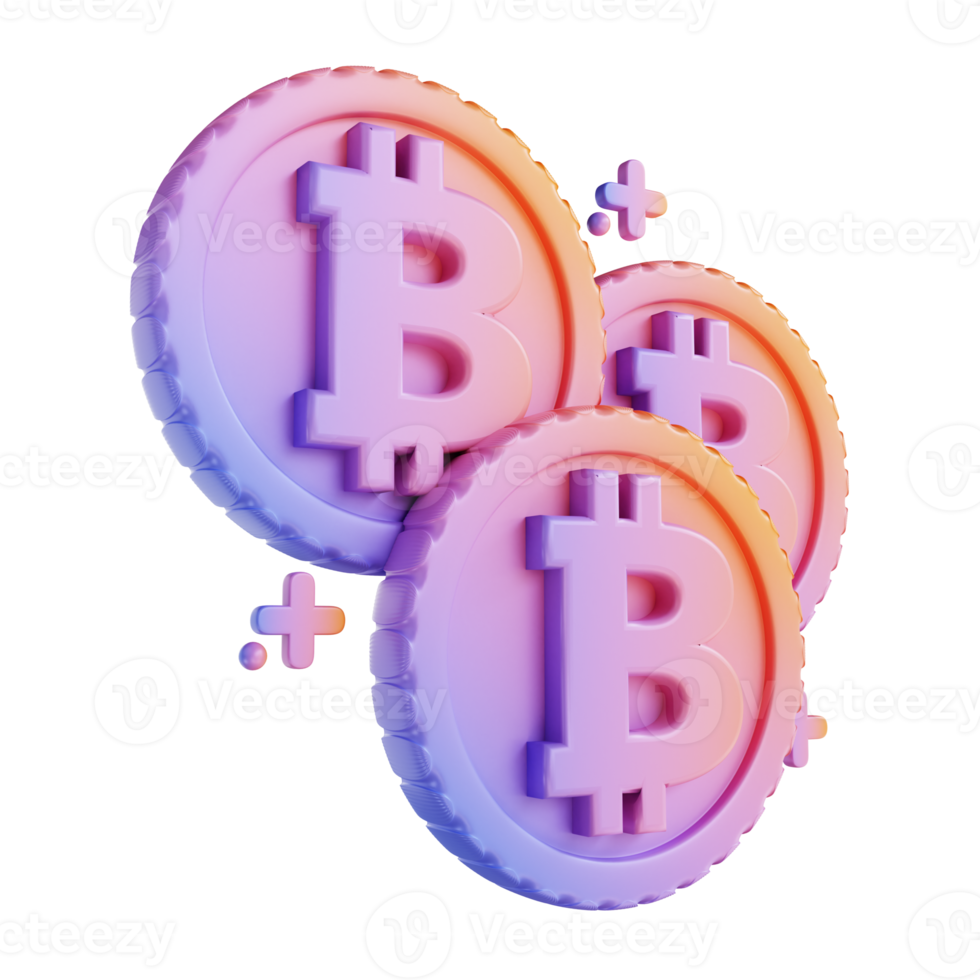 3D illustration colorful bitcoin png