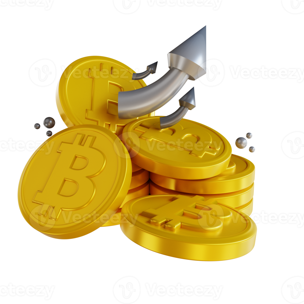 3D-illustration bitcoin upp png