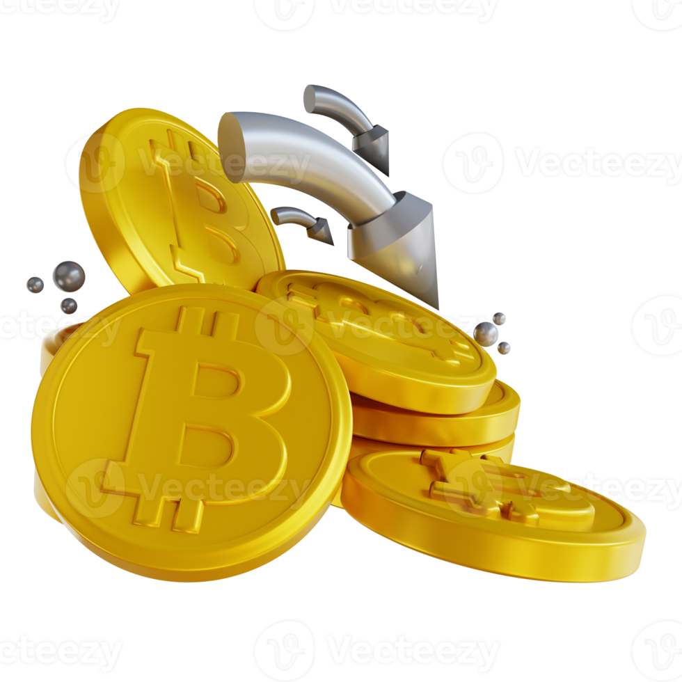 3D illustration  bitcoin down png