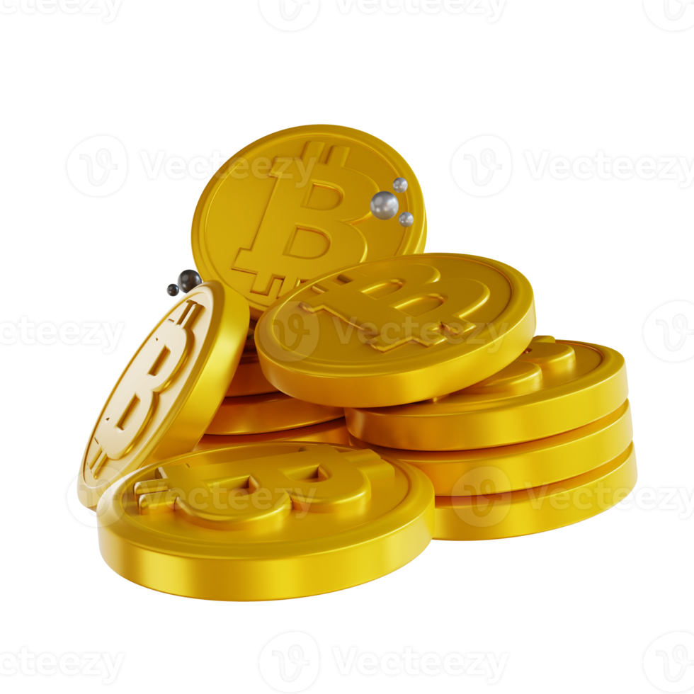 3D illustration bitcoin bitcoin stack png