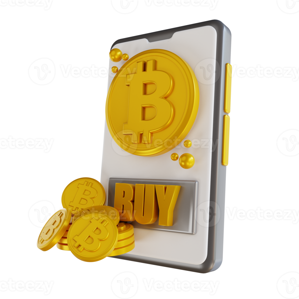 3D illustration buy bitcoin png