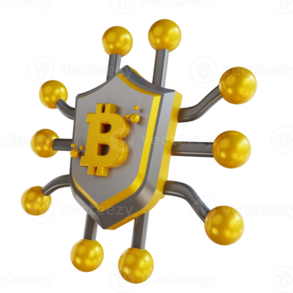 3D illustration bitcoin security png