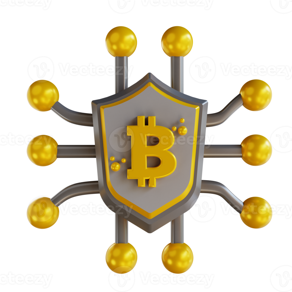 3D illustration bitcoin security png