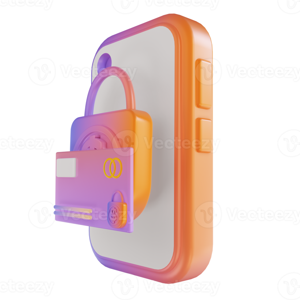 3D illustration colorful mobile credit card security png