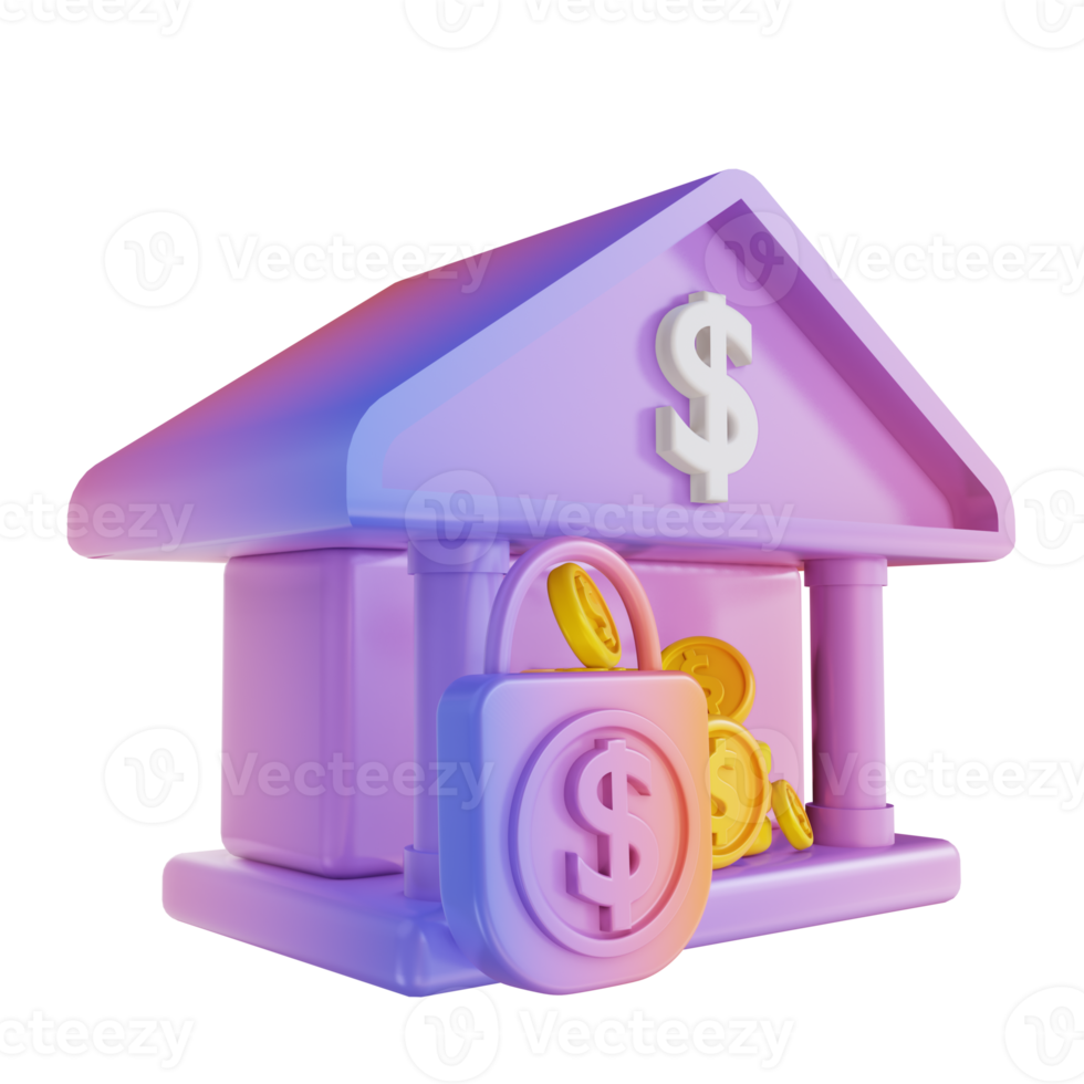 3D illustration colorful bank security png