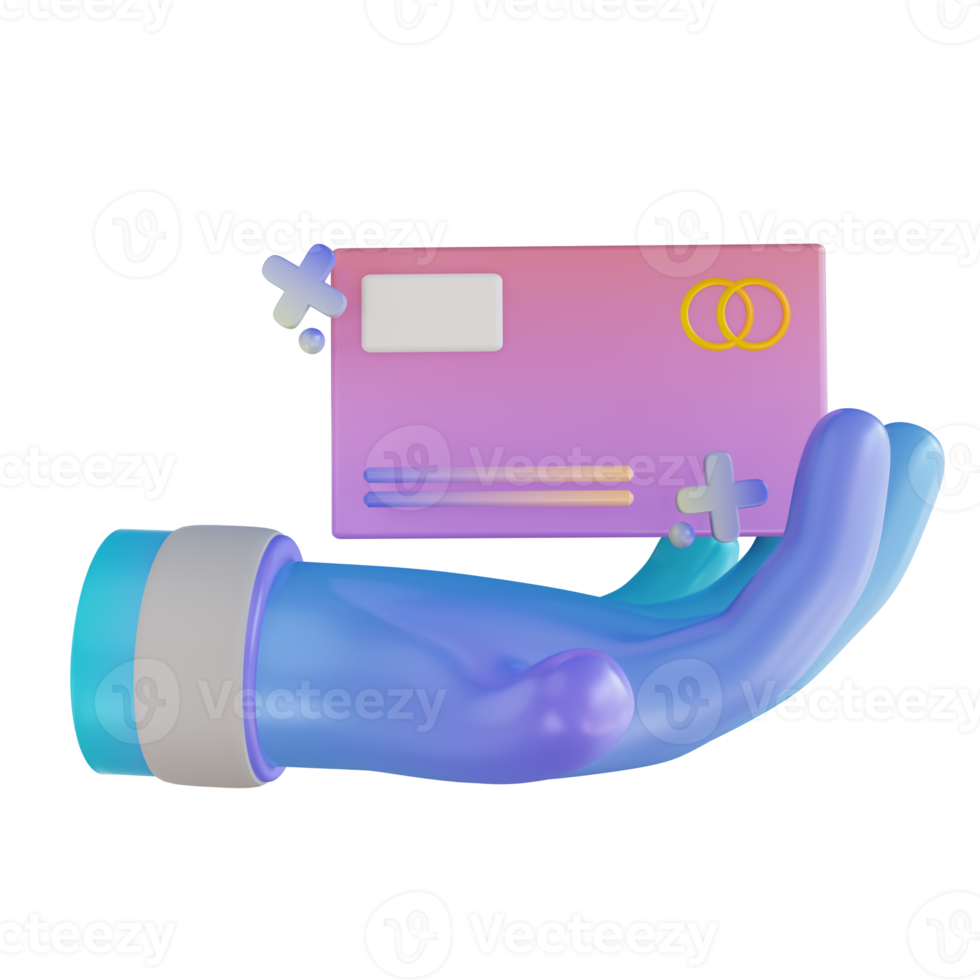 3D illustration colorful hand and credit card png