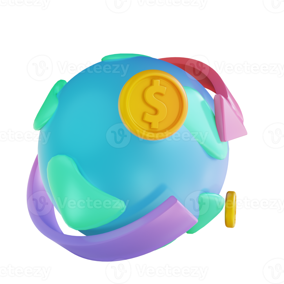 3D illustration colorful global money png