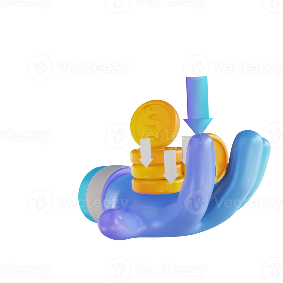 3D illustration colorful hand and withdraw money png