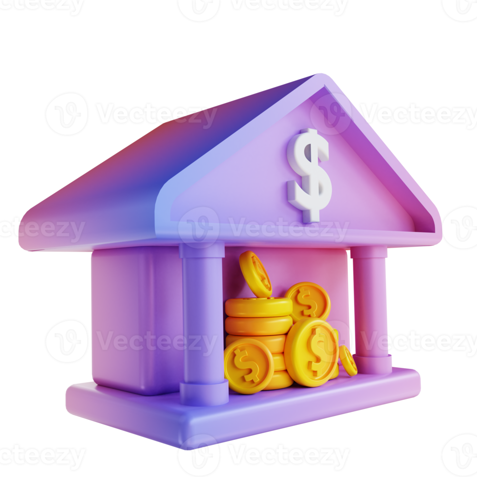 3D illustration colorful money bank png