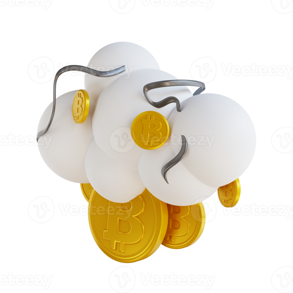 3D illustration cloud bitcoin png