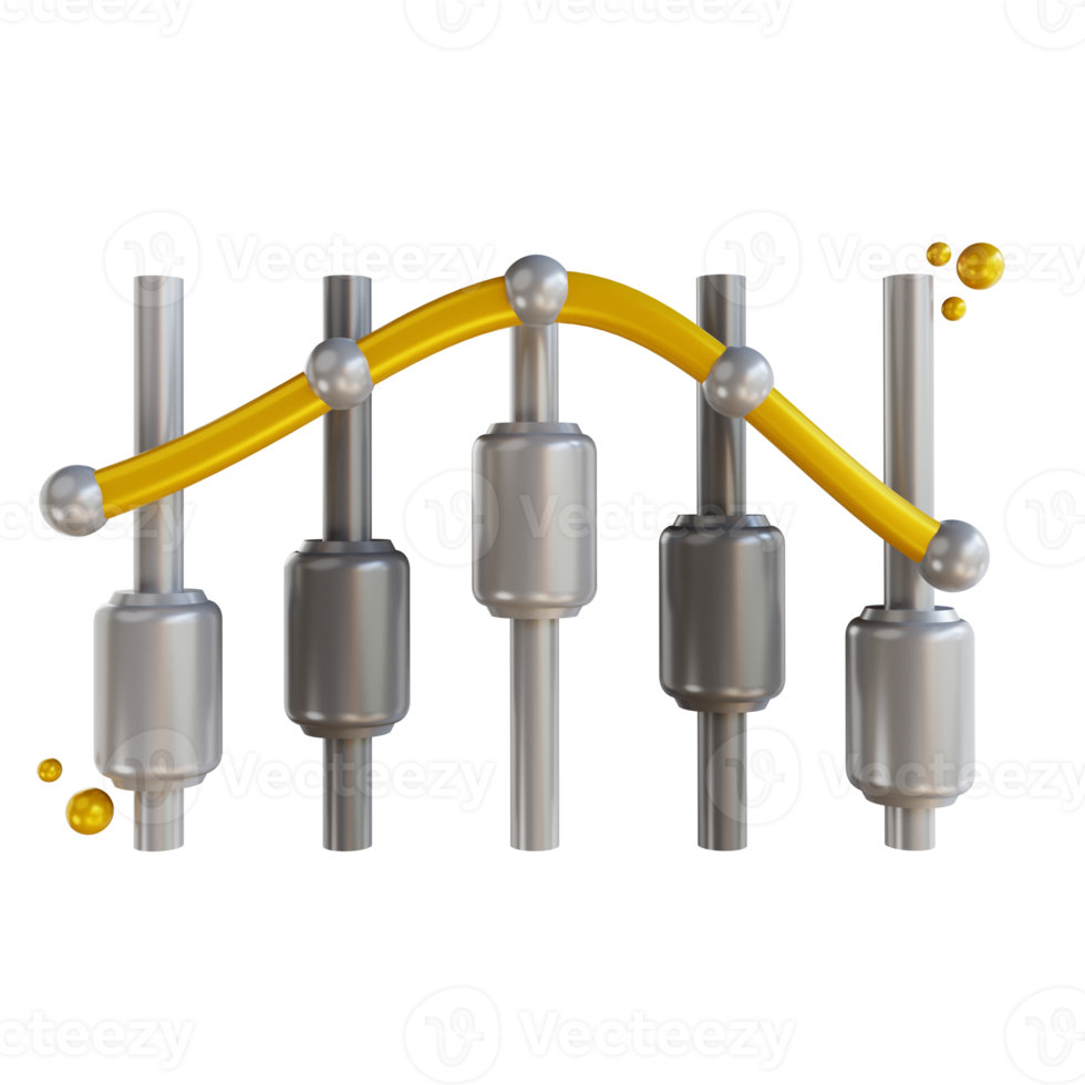 3D illustration candle stick   bitcoin chart png