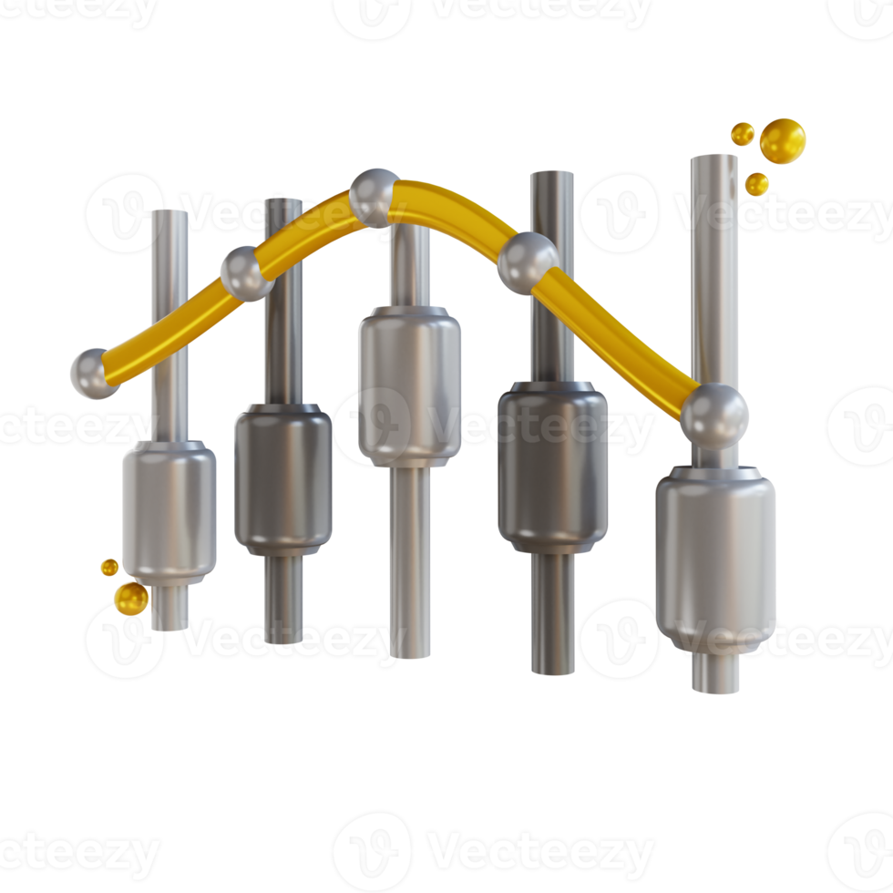 3D-Darstellung Candle-Stick-Bitcoin-Diagramm png