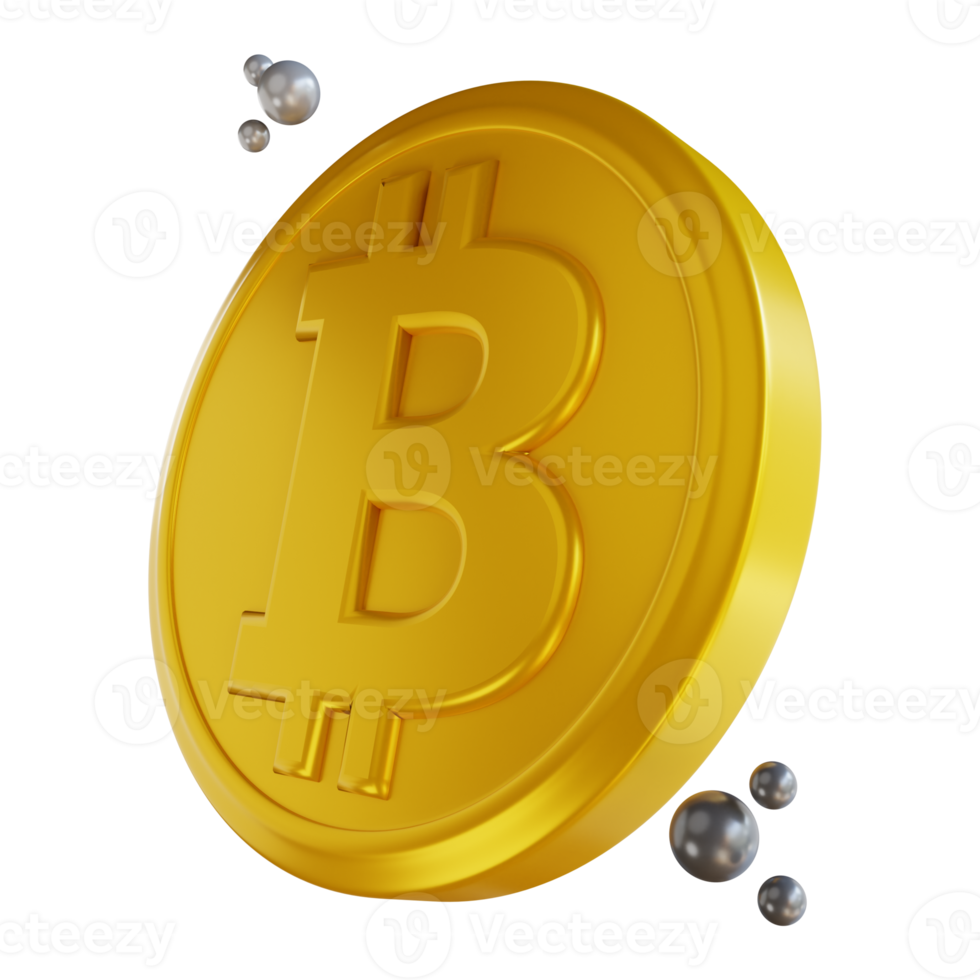 3D-Darstellung Bitcoin-Kryptowährung png